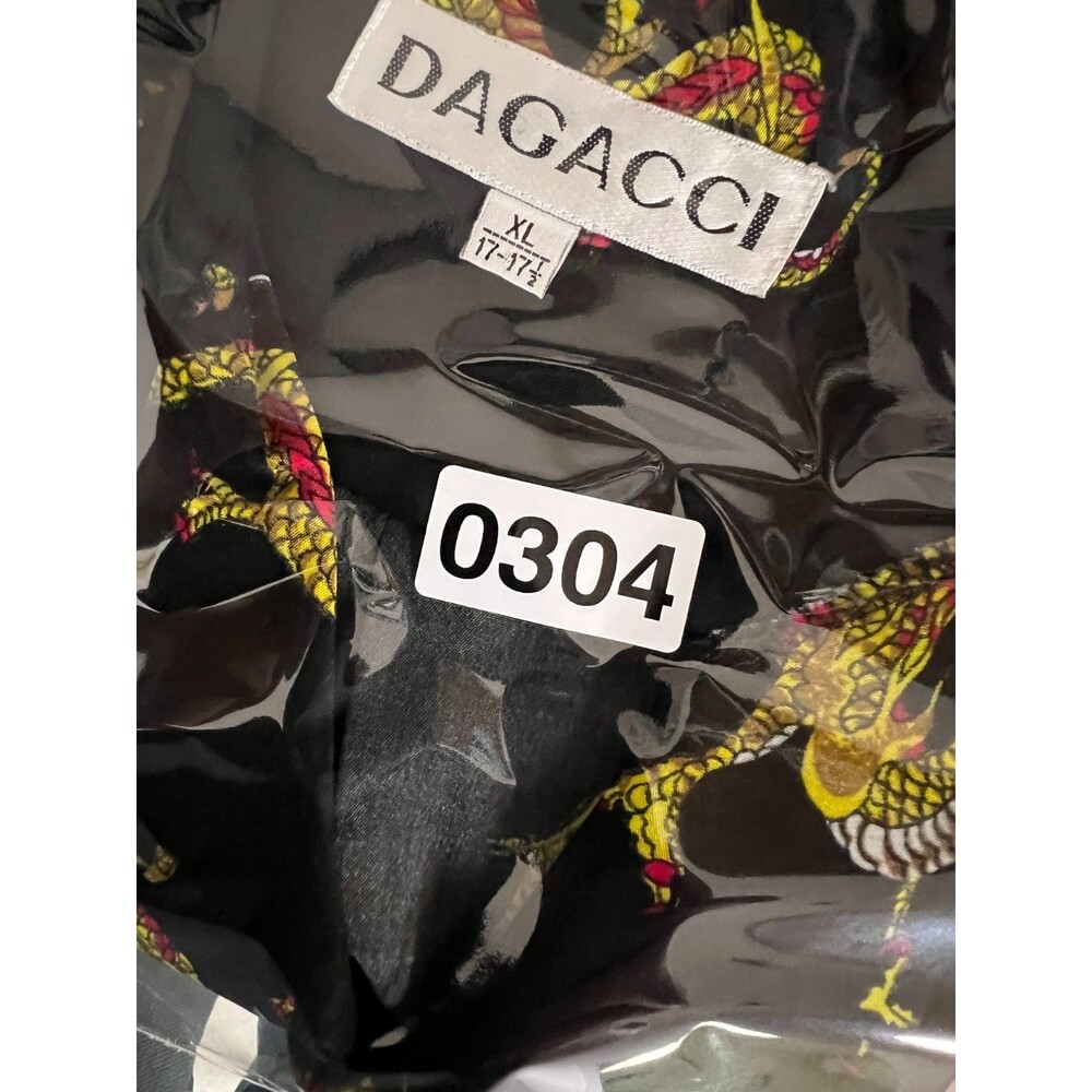 Dagacci Mens Shirt Size XL Black Dragons Print Button Up Short Sleeve - Picture 8 of 8
